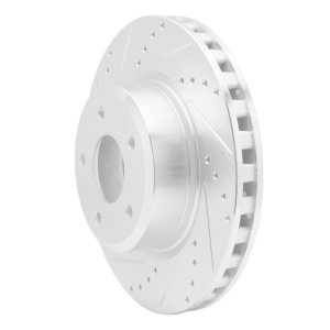 Pontiac GTO Brake Rotors (1) - Front Left - R1 Concepts - Drilled & Slotted - Silver - `05-`06